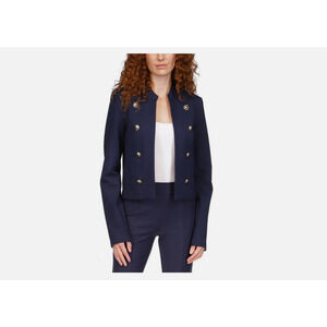 MICHAEL KORS Women Unlined Button Detail Military Jacket Navy Size XS 3213